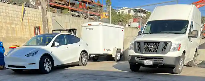tesla and van